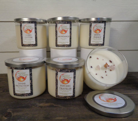 WHITE BUFFALO WOMAN CRYSTAL INFUSED SOY CANDLE