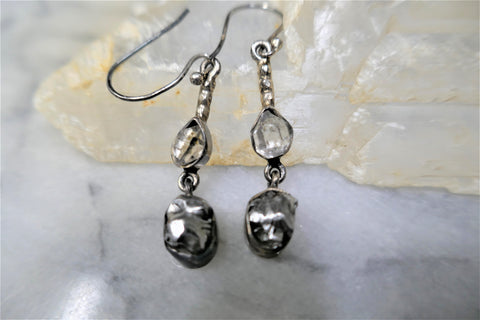 CAMPO DEL CIELO METEORITE AND HERKIMER HOOK EARRINGS