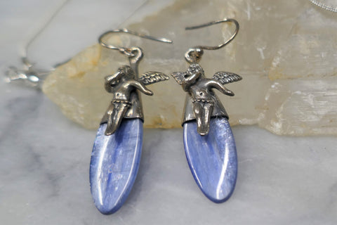 BLUE KYANITE ANGEL HOOK EARRINGS