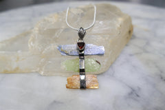 TRIPLE KYANITE AND GARNET PENDANT