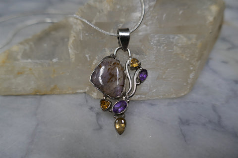 SUPER 7 AMETHYST AND CITRINE PENDANT