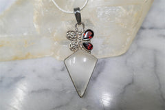 SELENITE AND GARNET PENDANT