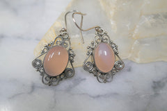 ROSE QUARTZ HOOK EARRINGS