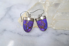 PURPLE COPPER TURQUOISE HOOK EARRINGS
