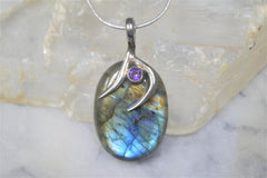 LABRADORITE BLUE FLASH AND AMETHYST