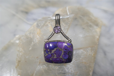 PURPLE TURQUOISE AND AMETHYST PENDANT