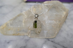 GREEN TOURMALINE IN QUARTZ PENDANT