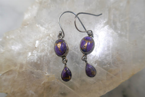 PURPLE TURQUOISE HOOK EARRINGS