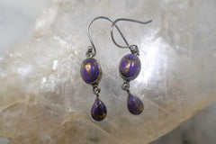 PURPLE TURQUOISE HOOK EARRINGS
