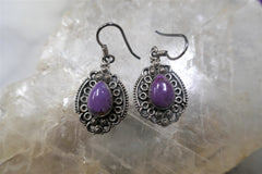 PURPLE TURQUOISE HOOK EARRINGS