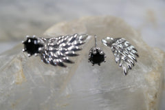 BLACK SPINEL POST EARRINGS