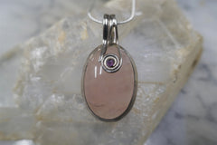 ROSE QUARTZ  AND AMETHYST PENDANT