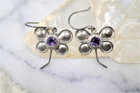 AMETHYST BUTTERFLY HOOK EARRINGS