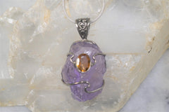 ROUGH AMETHYST AND CITRINE PENDANT