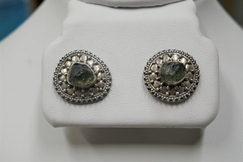 MOLDAVITE POST EARRINGS