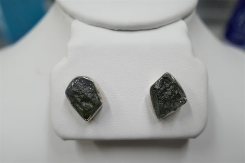 MOLDAVITE POST EARRINGS