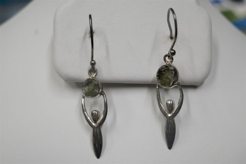 MOLDAVITE GODDESS HOOK EARRINGS