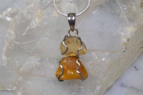 AMBER AND CITRINE PENDANT 1.5"